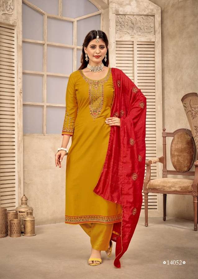 Panch Ratna Vartika Parampara Silk Heavy Embroidery Slive Work On Wholesale