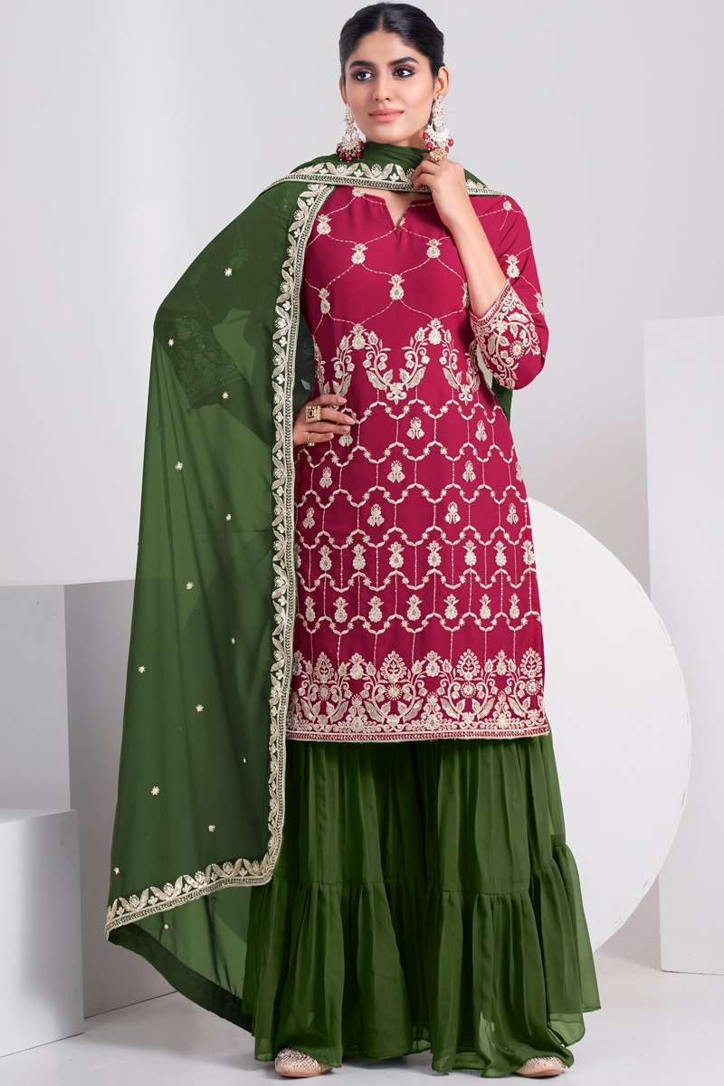 Paradise Faux Georgette Thread & Sequence Embroidery Work On Wholesale 