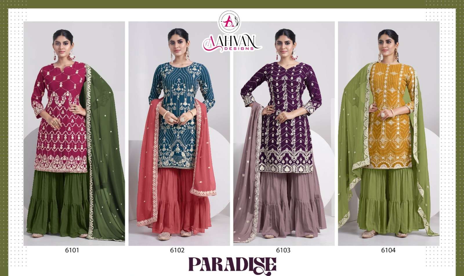 Paradise Faux Georgette Thread & Sequence Embroidery Work On Wholesale 