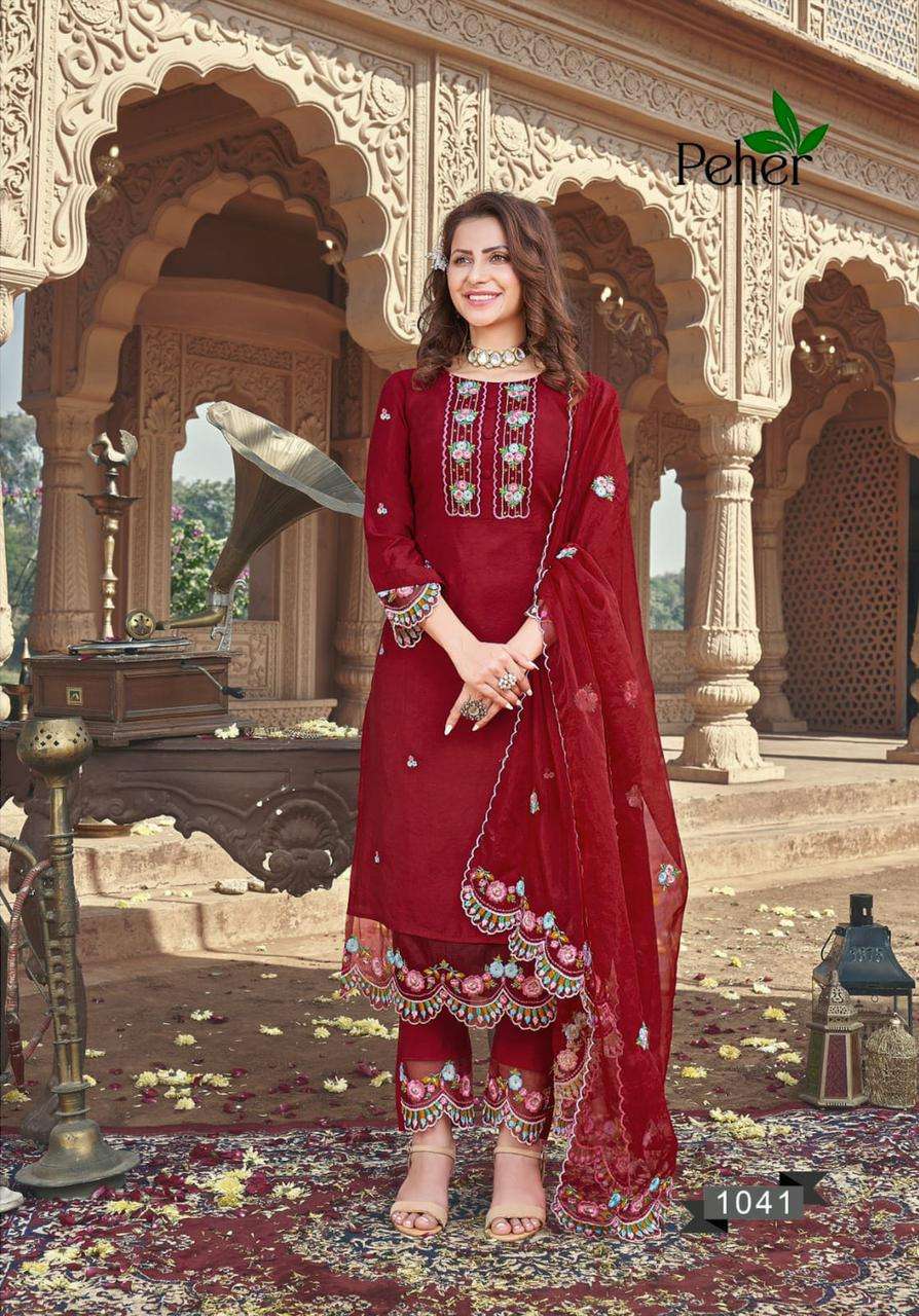 Peher Candy Crush Fancy Kurti With Bottom Dupatta On Wholesale