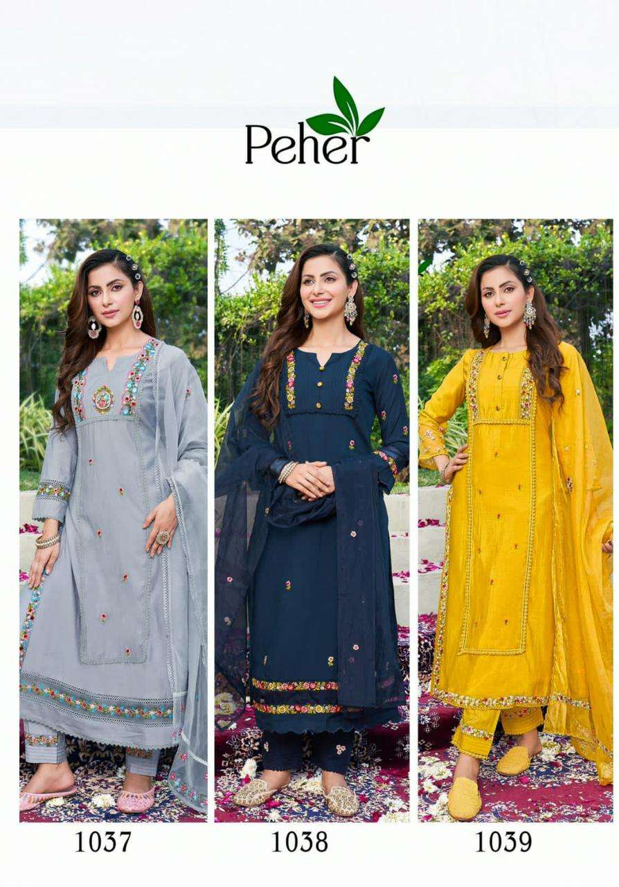 Peher Candy Crush Fancy Kurti With Bottom Dupatta On Wholesale