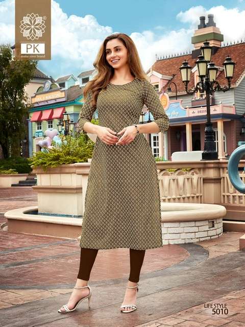 Pk Life Style Vol 5 Rayon Kurtis Printed On Wholesale