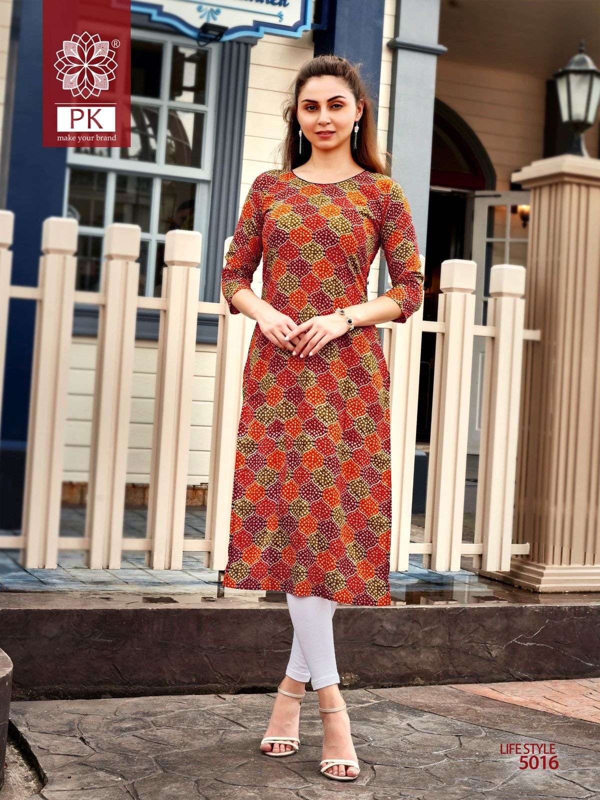 Pk Life Style Vol 5 Rayon Kurtis Printed On Wholesale