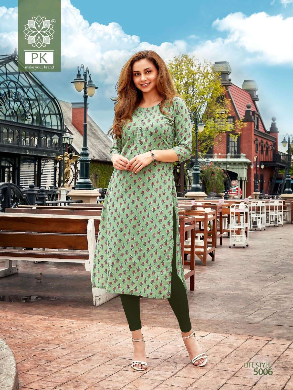 Pk Life Style Vol 5 Rayon Kurtis Printed On Wholesale