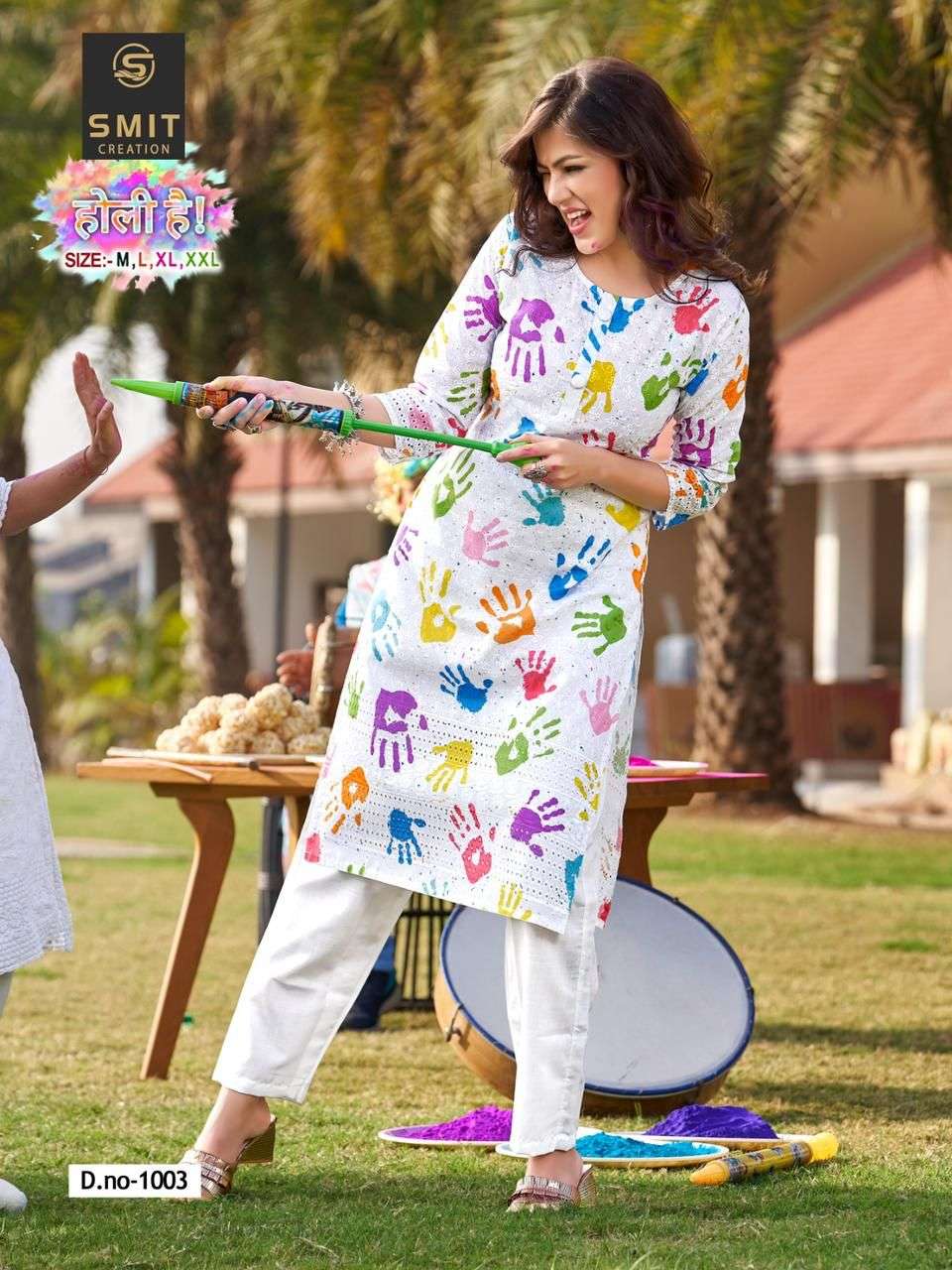 Poonam Designer Smit Holi Hai Cotton Chikankari Kurti Collection On Wholesale