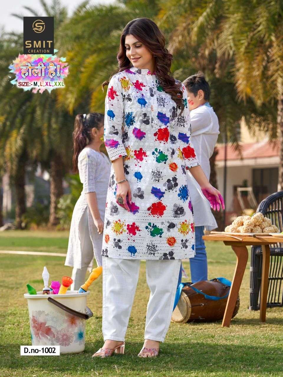 Poonam Designer Smit Holi Hai Cotton Chikankari Kurti Collection On Wholesale