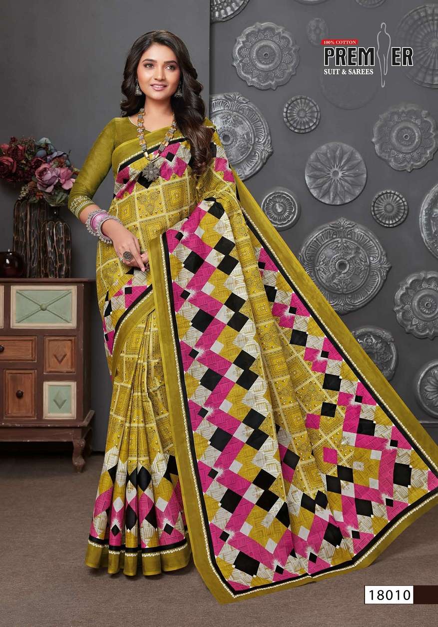Premier Saravani Vol 18 Pure Cotton Saree Print On Wholesale