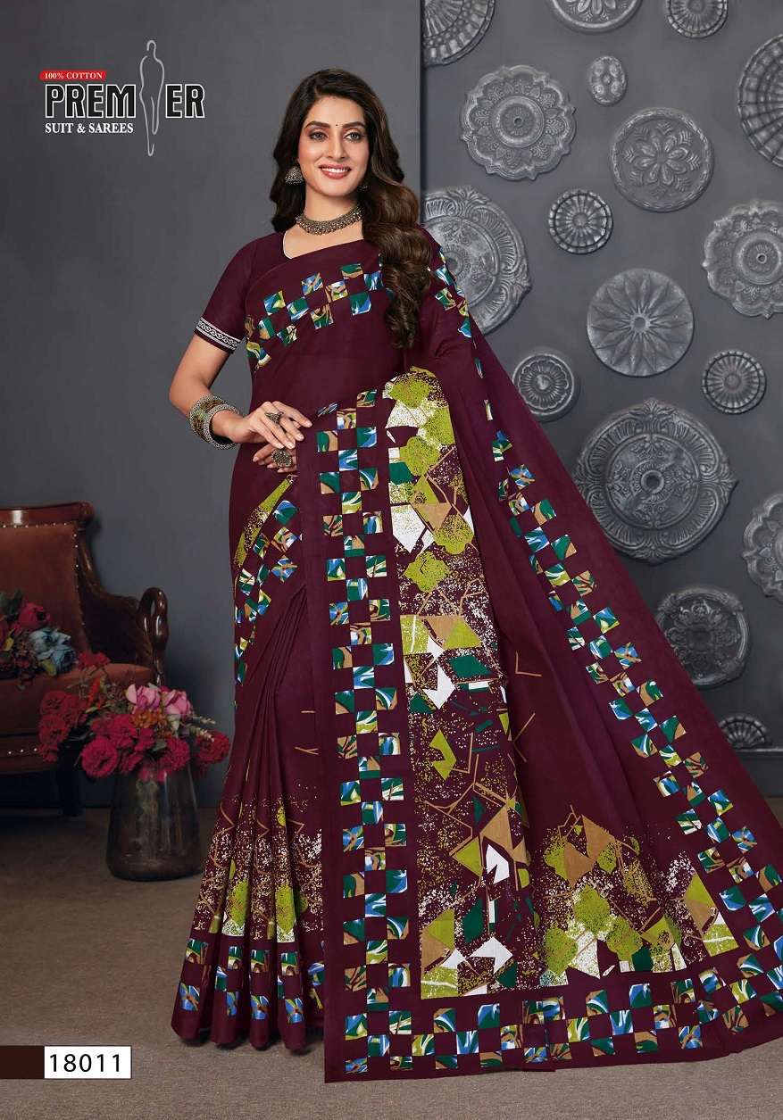 Premier Saravani Vol 18 Pure Cotton Saree Print On Wholesale