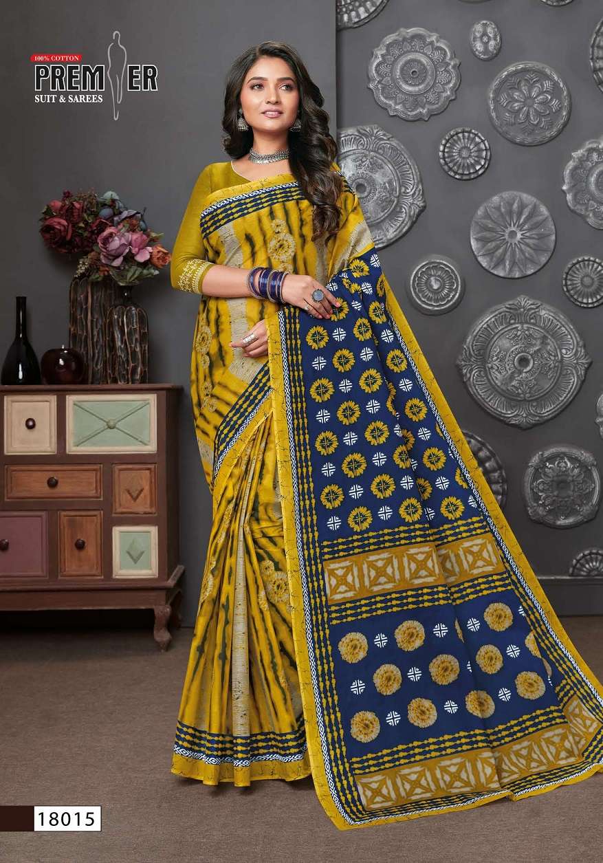 Premier Saravani Vol 18 Pure Cotton Saree Print On Wholesale