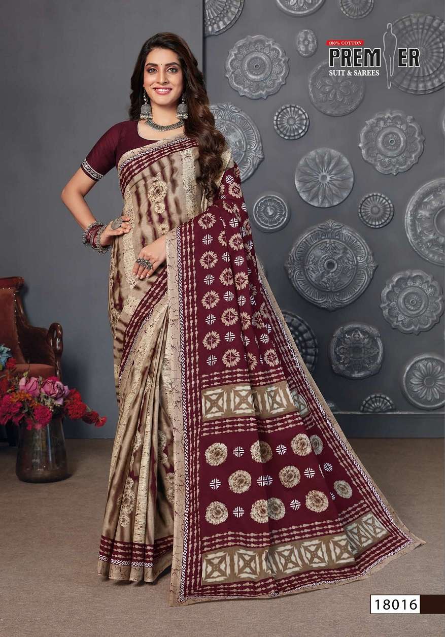 Premier Saravani Vol 18 Pure Cotton Saree Print On Wholesale