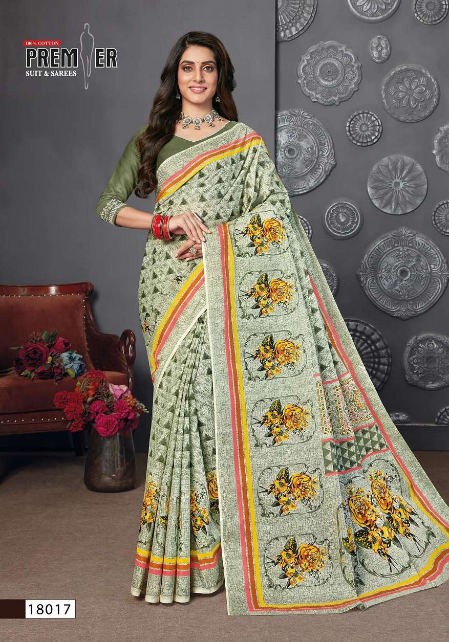 Premier Saravani Vol 18 Pure Cotton Saree Print On Wholesale