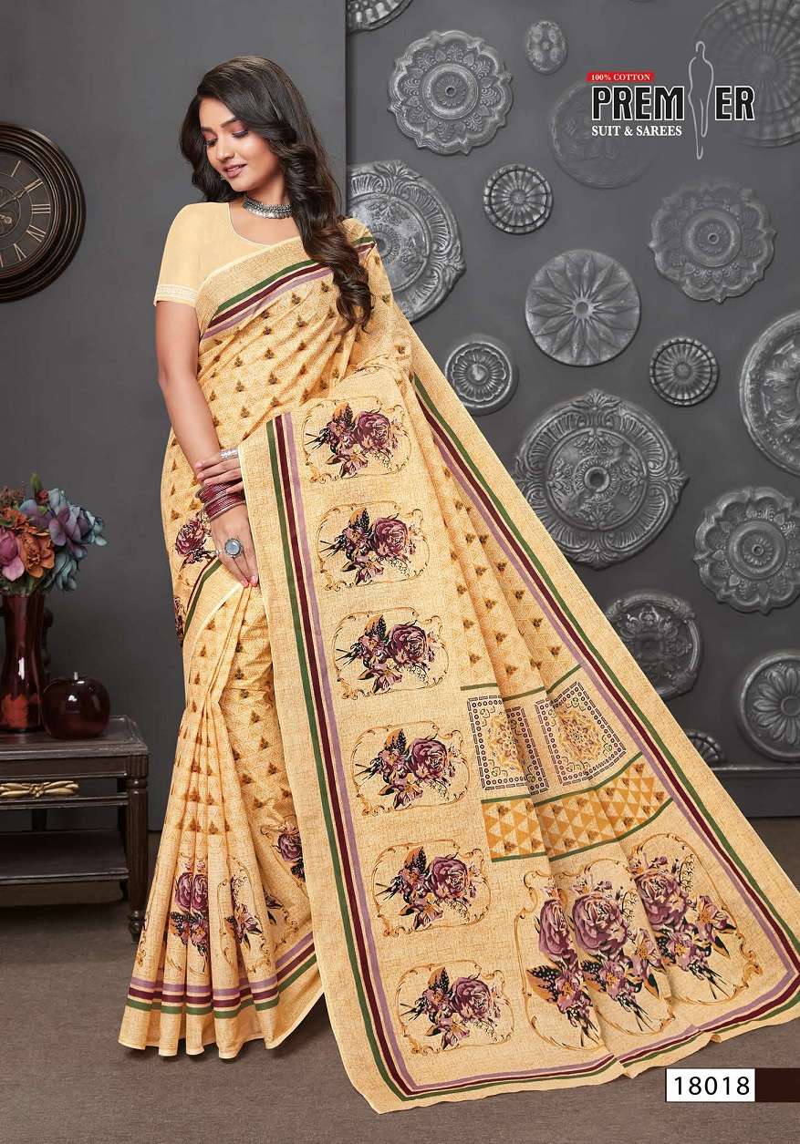 Premier Saravani Vol 18 Pure Cotton Saree Print On Wholesale