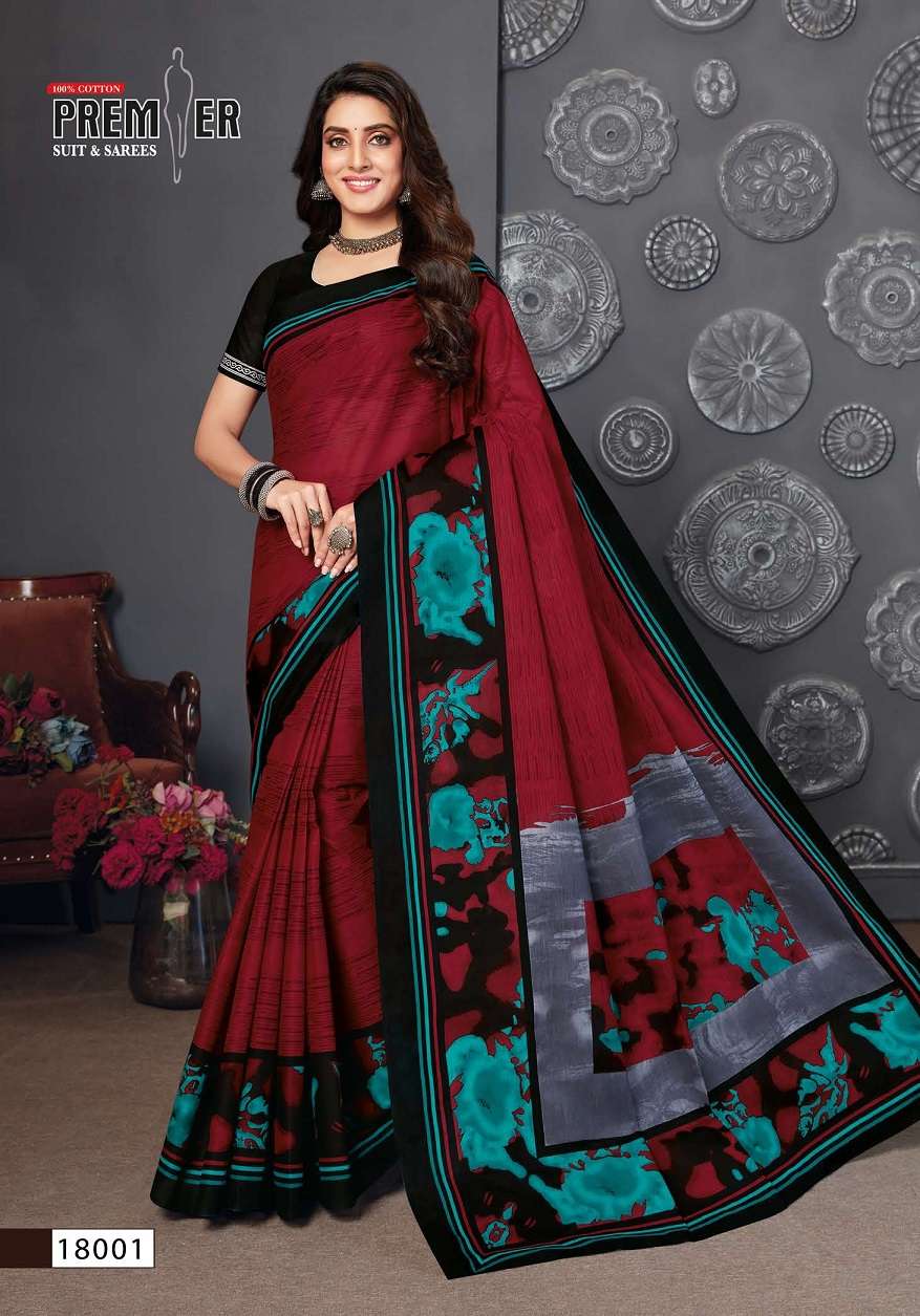Premier Saravani Vol 18 Pure Cotton Saree Print On Wholesale