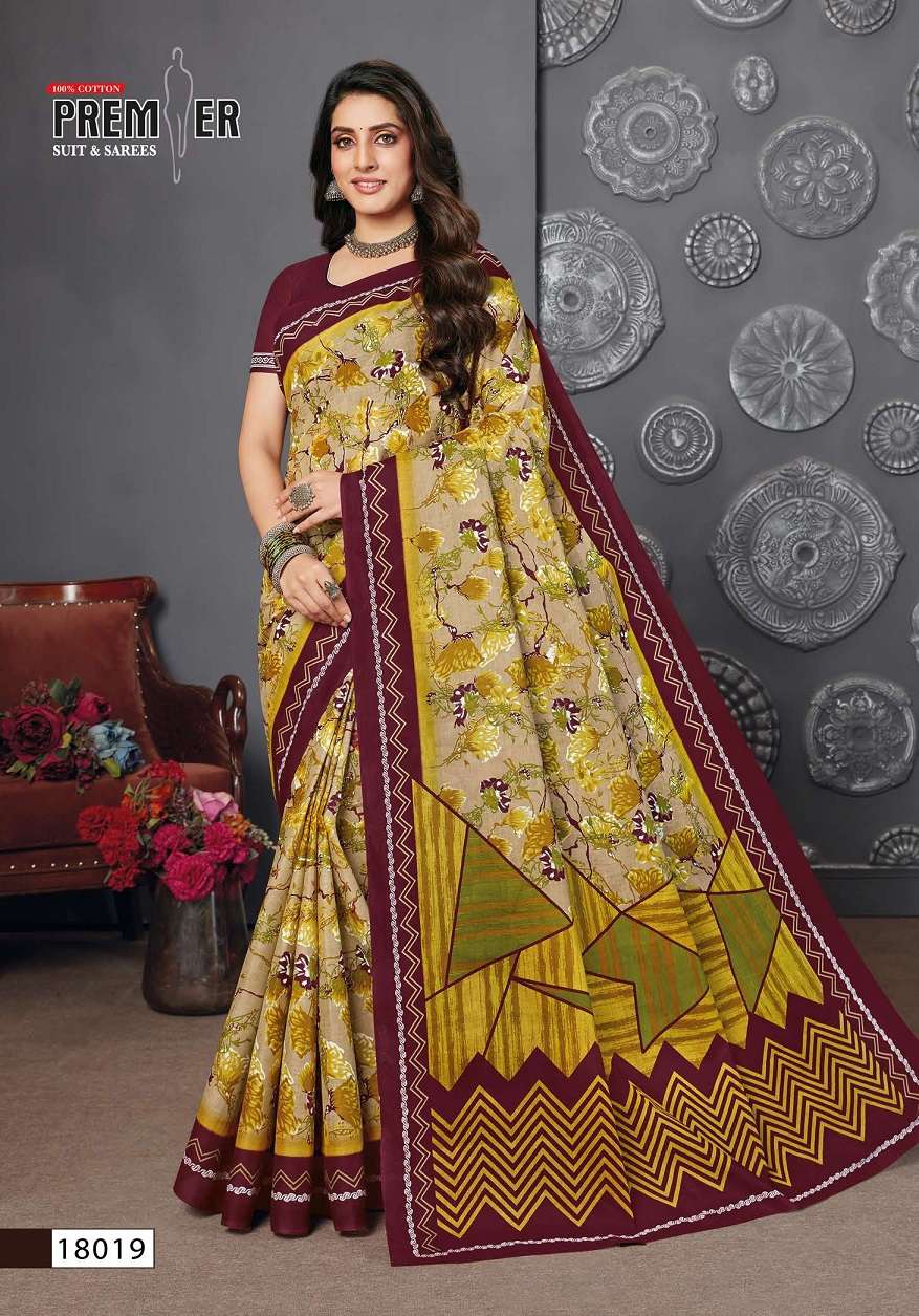 Premier Saravani Vol 18 Pure Cotton Saree Print On Wholesale