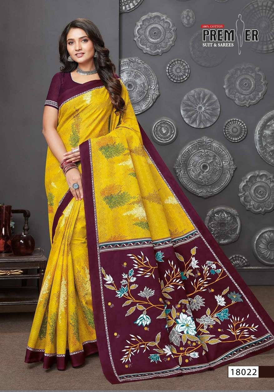 Premier Saravani Vol 18 Pure Cotton Saree Print On Wholesale