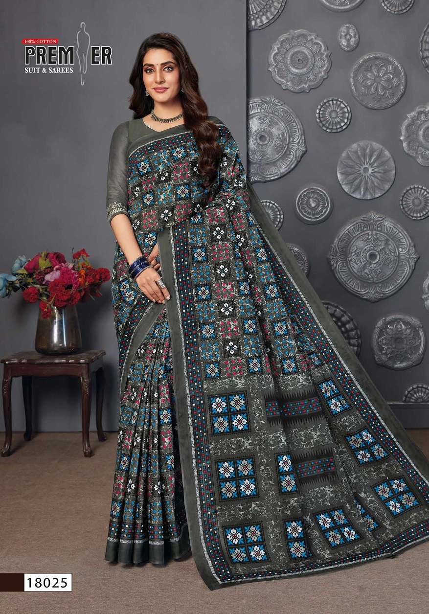 Premier Saravani Vol 18 Pure Cotton Saree Print On Wholesale