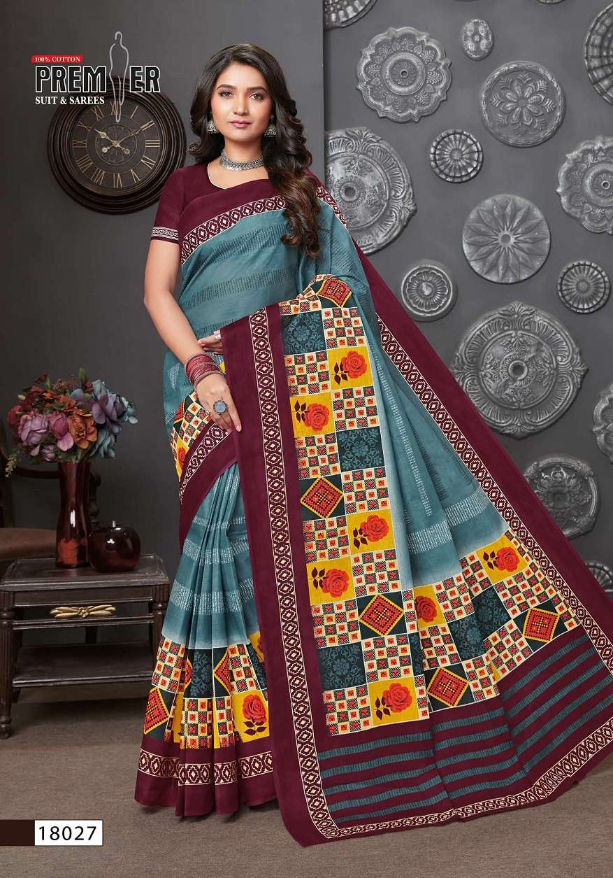 Premier Saravani Vol 18 Pure Cotton Saree Print On Wholesale