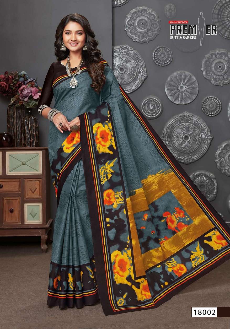 Premier Saravani Vol 18 Pure Cotton Saree Print On Wholesale