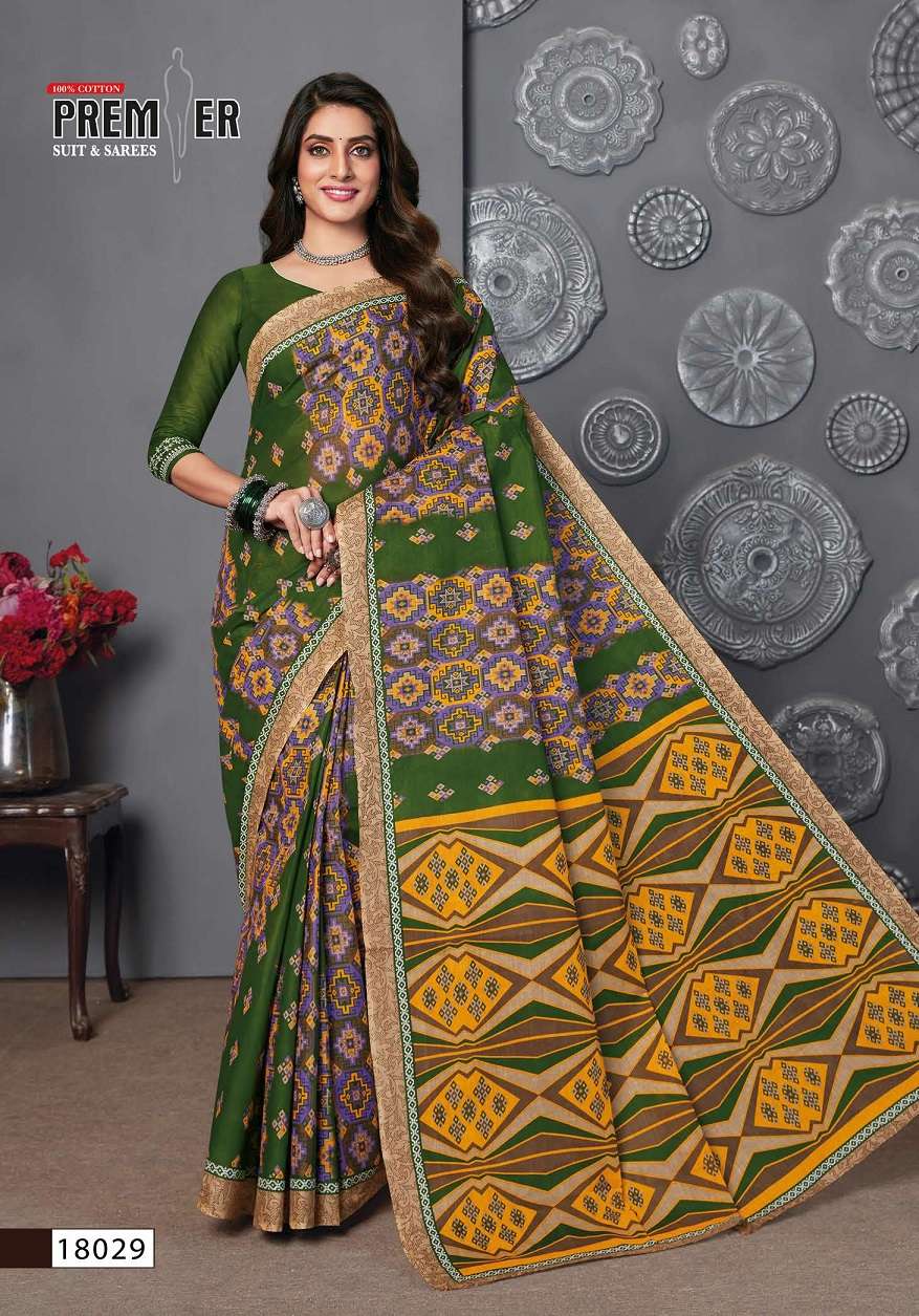 Premier Saravani Vol 18 Pure Cotton Saree Print On Wholesale
