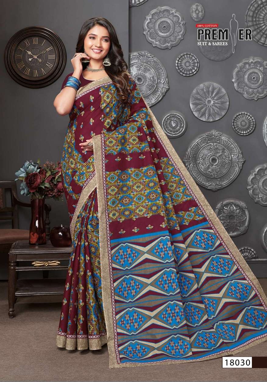 Premier Saravani Vol 18 Pure Cotton Saree Print On Wholesale