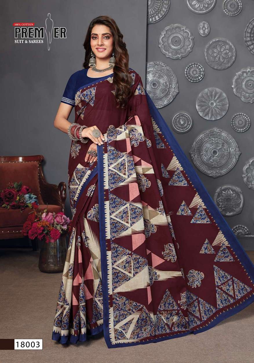 Premier Saravani Vol 18 Pure Cotton Saree Print On Wholesale