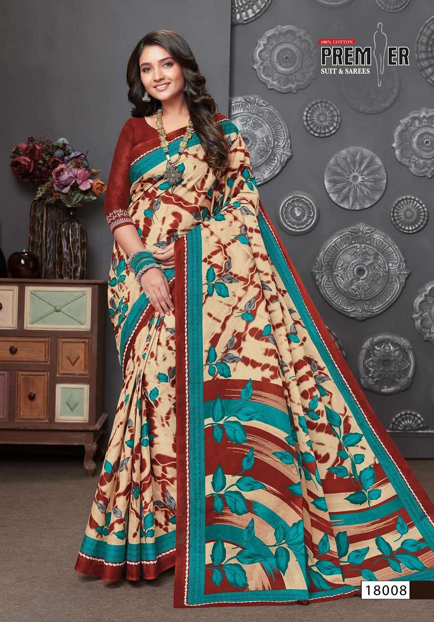 Premier Saravani Vol 18 Pure Cotton Saree Print On Wholesale