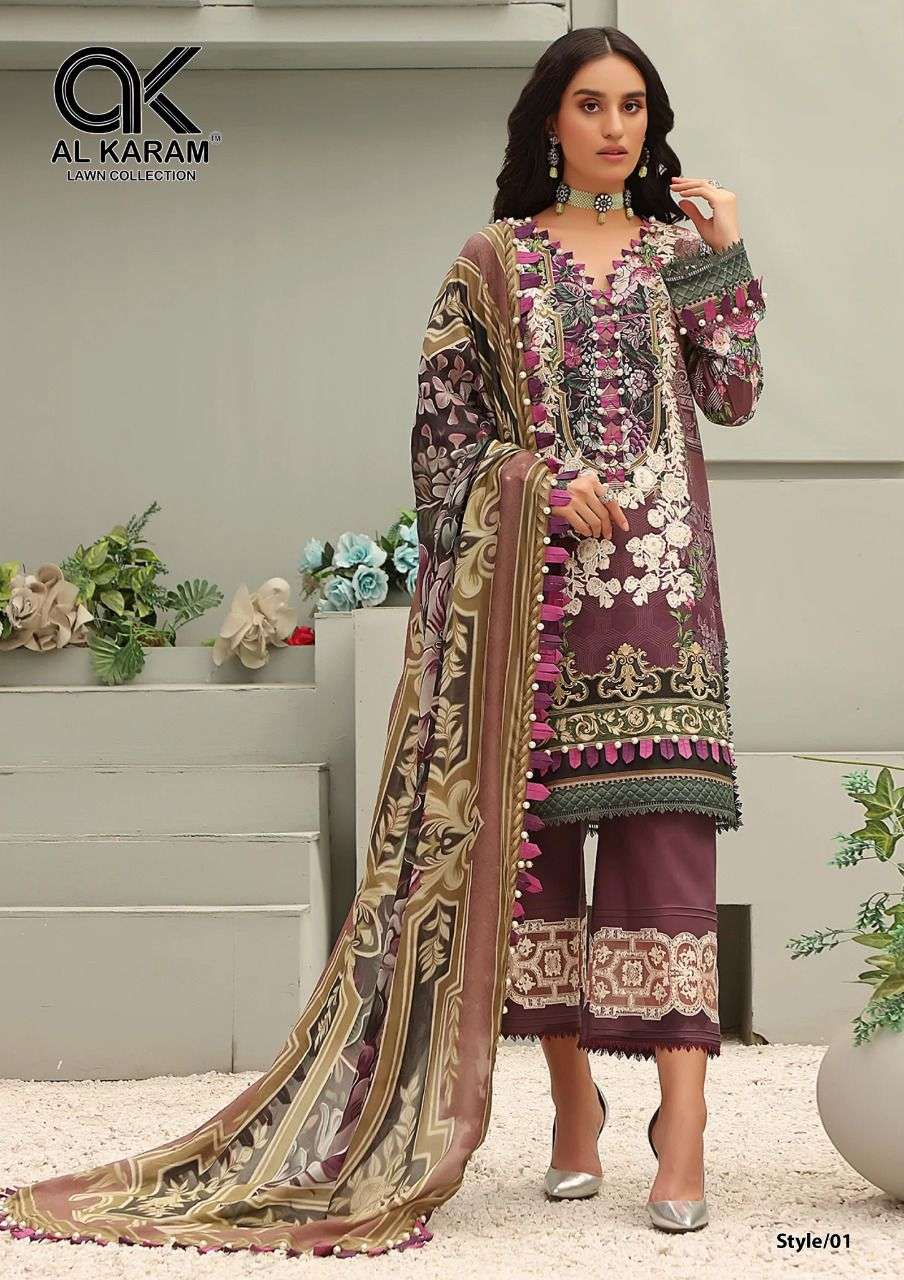 Queen court al karam lawn suit