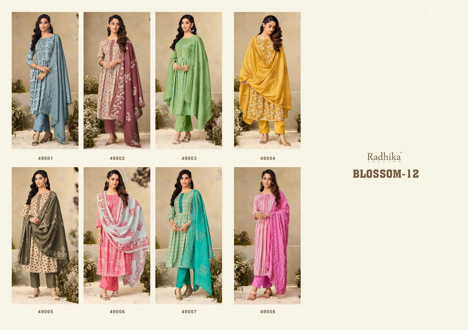 Radhika Azara Blossom Vol 12 Blossom Cotton Printed & Embroidery Work On Wholesale