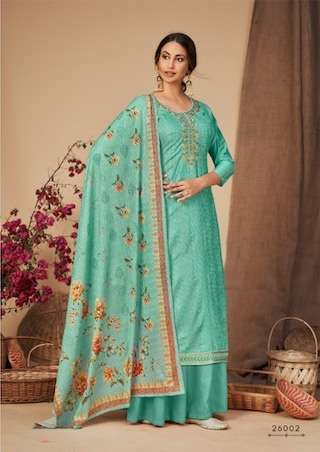 Radhika Fashion Eliza Viscose Modal Chanderi Printed With Self Embroidery Suits On Wholesale