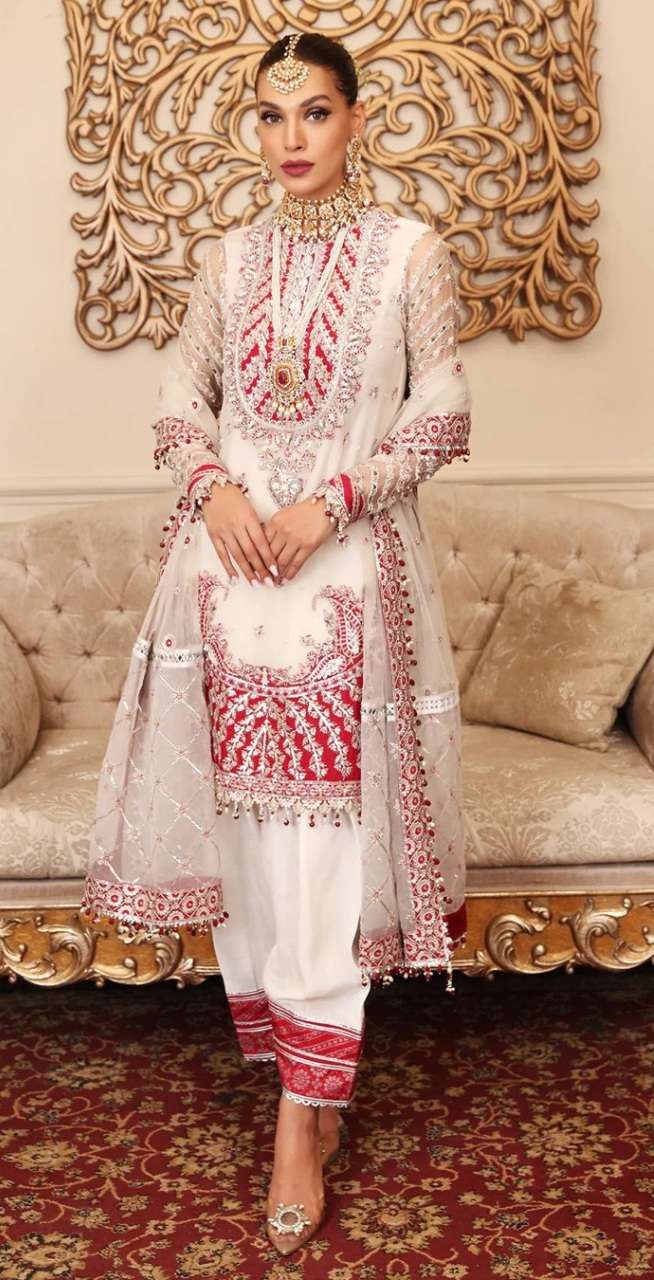 Ramsha R 547 Fox Georgette With Heavy Embroidery Designer Pakistani Suit On Wholesale