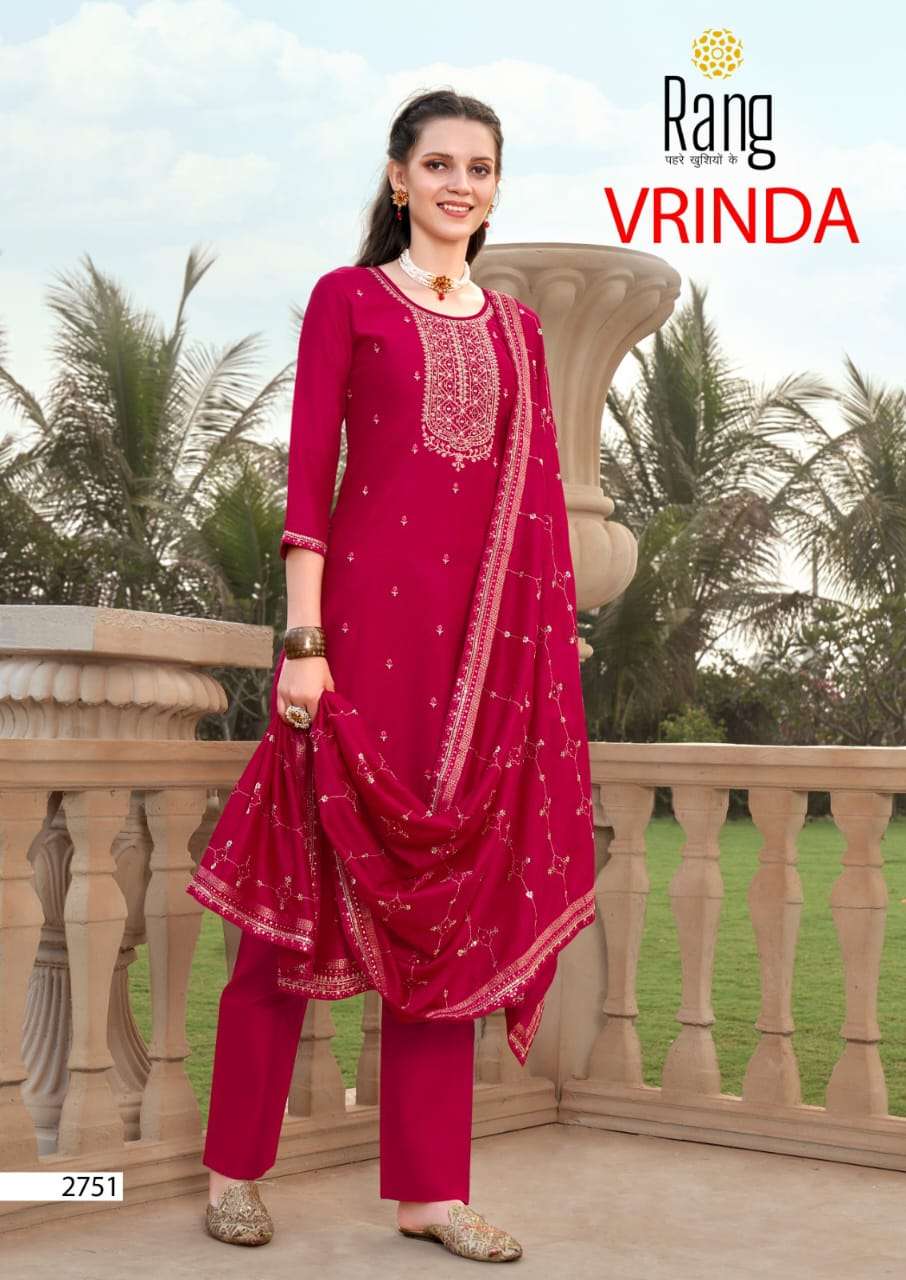  Rang Vrinda Pure Vichitra Silk With Fancy Mirror Work On Wholesale
