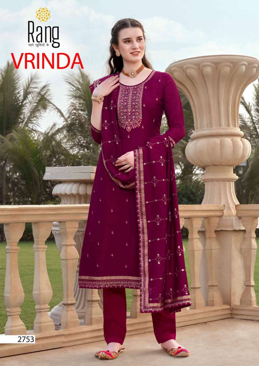  Rang Vrinda Pure Vichitra Silk With Fancy Mirror Work On Wholesale