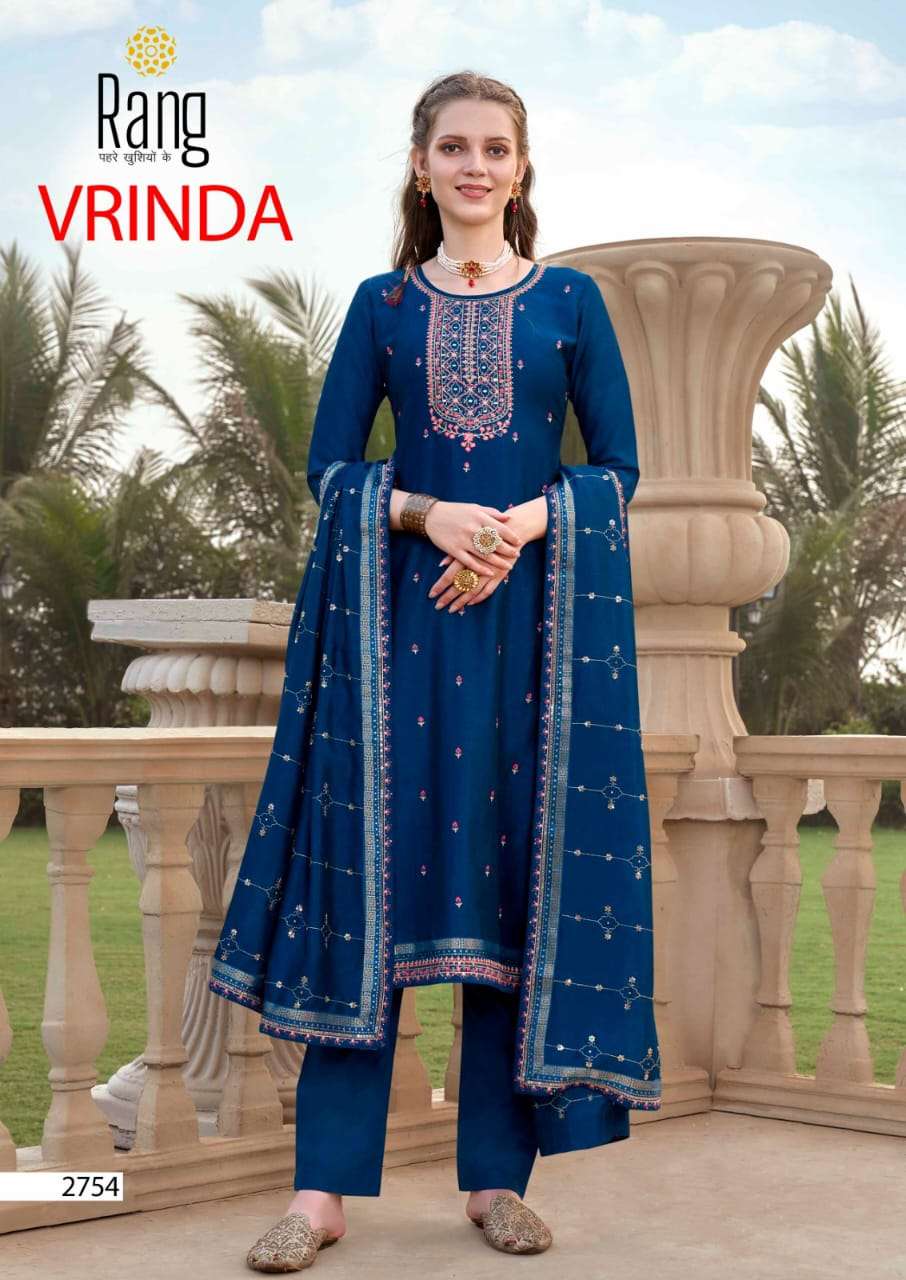  Rang Vrinda Pure Vichitra Silk With Fancy Mirror Work On Wholesale