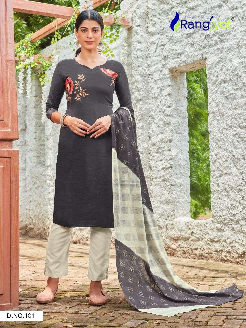 Rangjyot Chitra 1 Maska (Soft) Silk Top Bottom With Dupatta On Wholesale