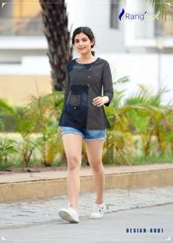 Rangjyot Pure Denim Style Fancy Wear Short Top Collection On Wholesale