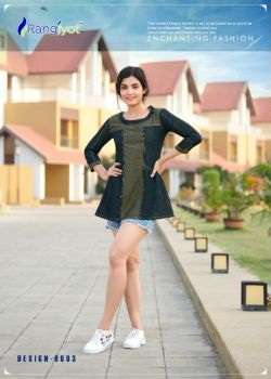Rangjyot Pure Denim Style Fancy Wear Short Top Collection On Wholesale