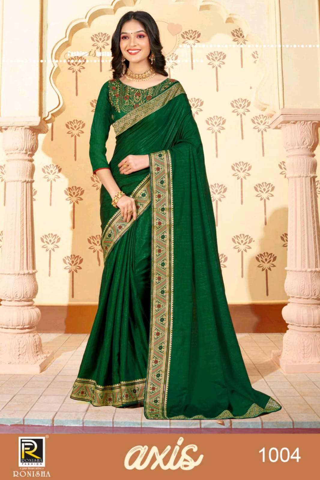 Ronisha Present Axis Kumari Silk Fancy Border Work Blouse Daily Wear Saree On Wholesale