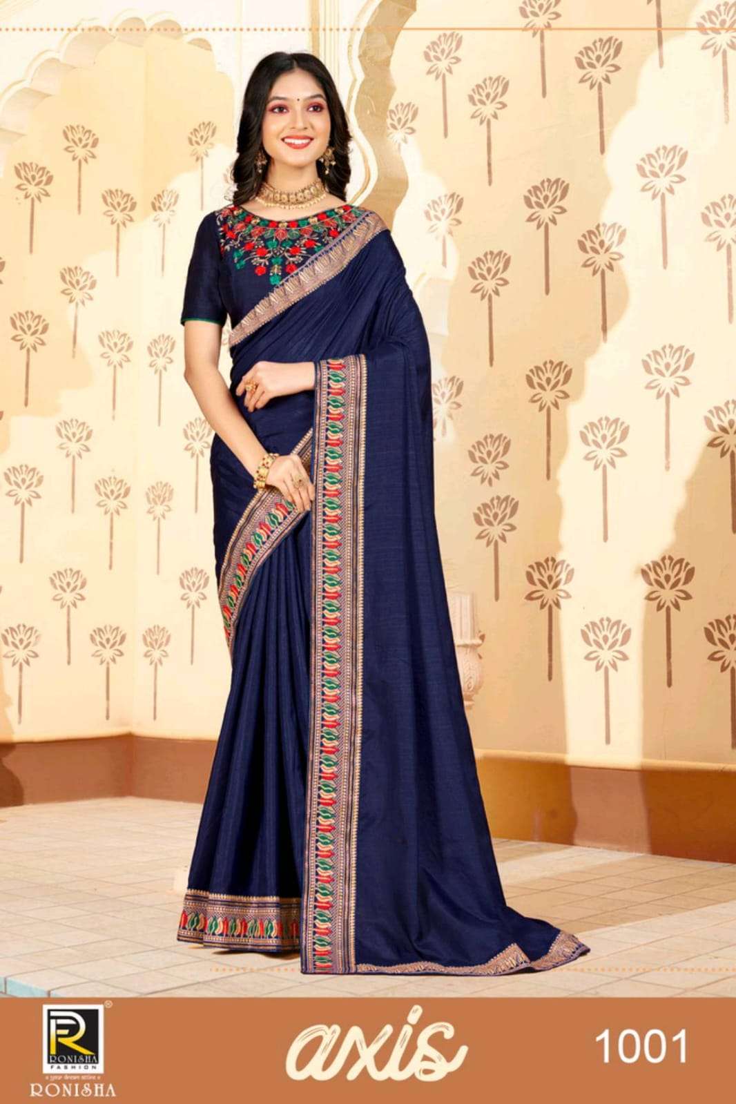 Ronisha Present Axis Kumari Silk Fancy Border Work Blouse Daily Wear Saree On Wholesale