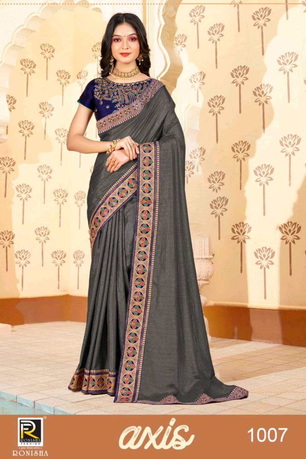 Ronisha Present Axis Kumari Silk Fancy Border Work Blouse Daily Wear Saree On Wholesale