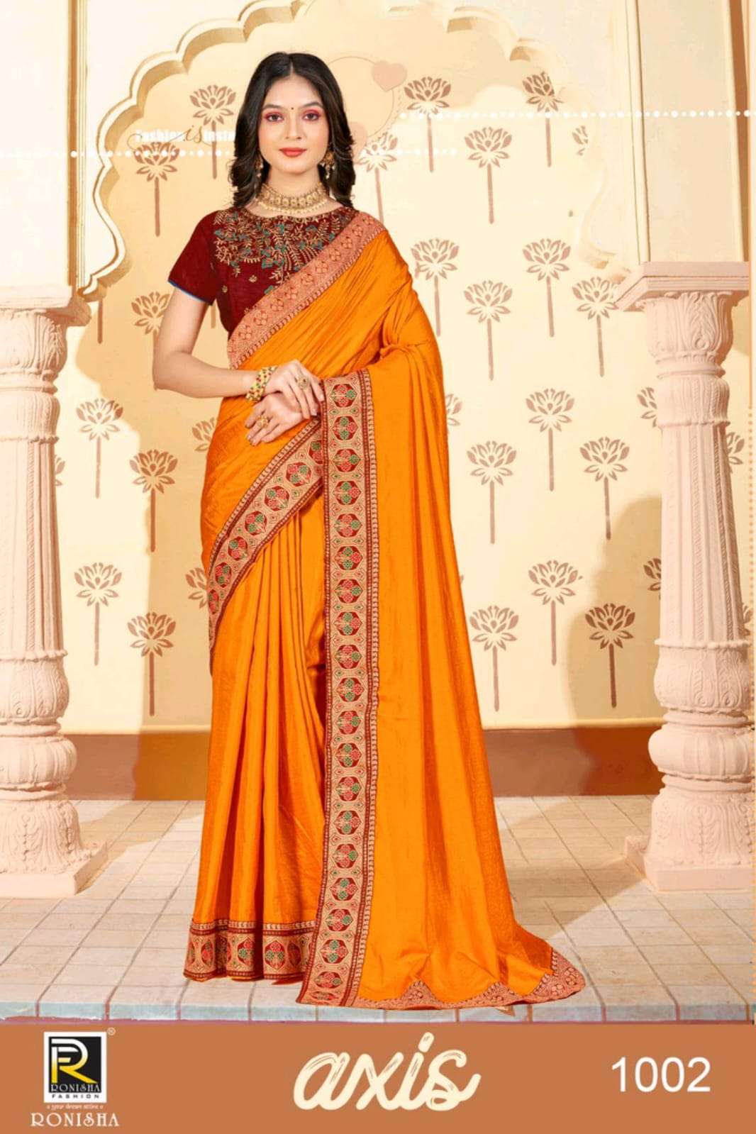 Ronisha Present Axis Kumari Silk Fancy Border Work Blouse Daily Wear Saree On Wholesale