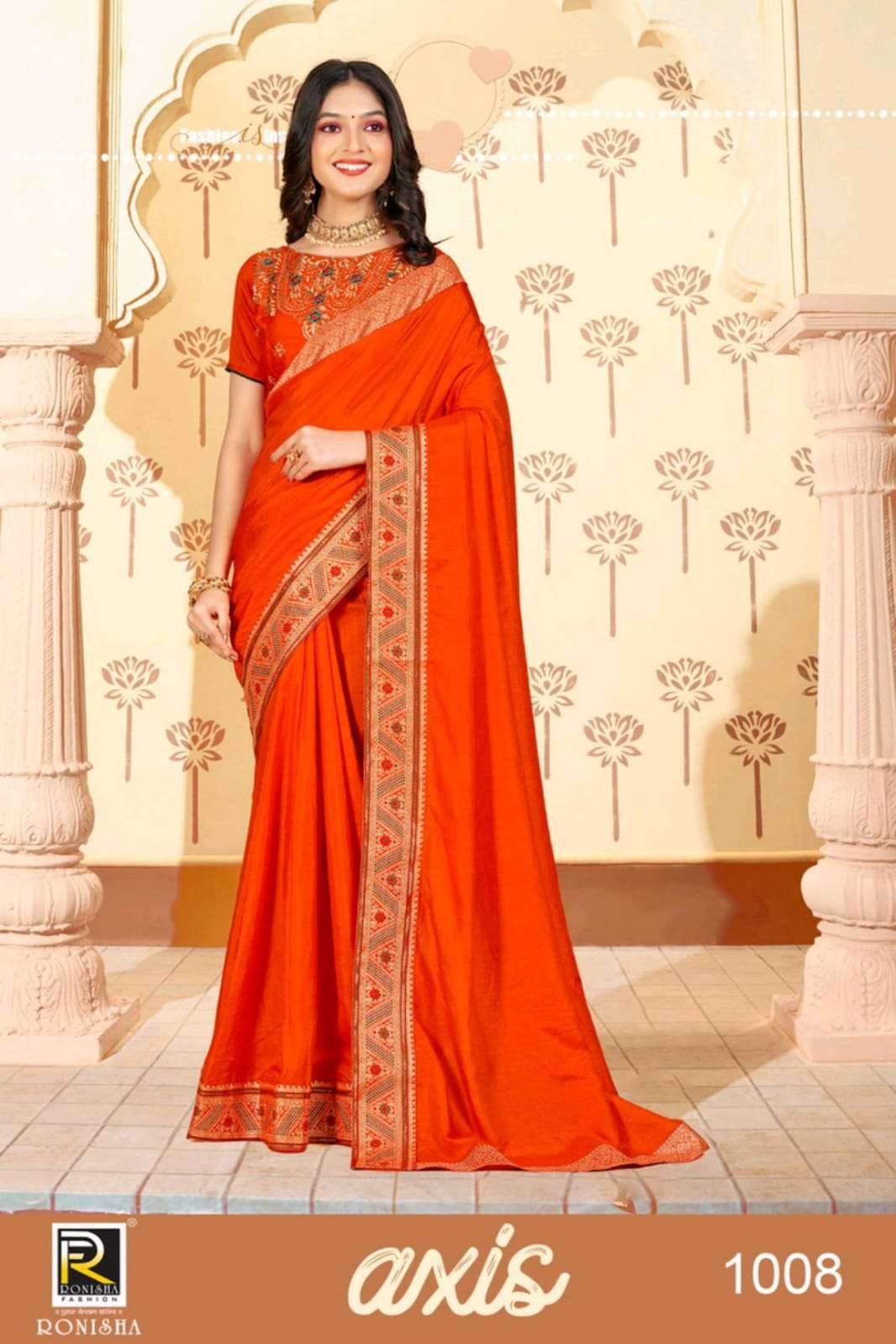 Ronisha Present Axis Kumari Silk Fancy Border Work Blouse Daily Wear Saree On Wholesale