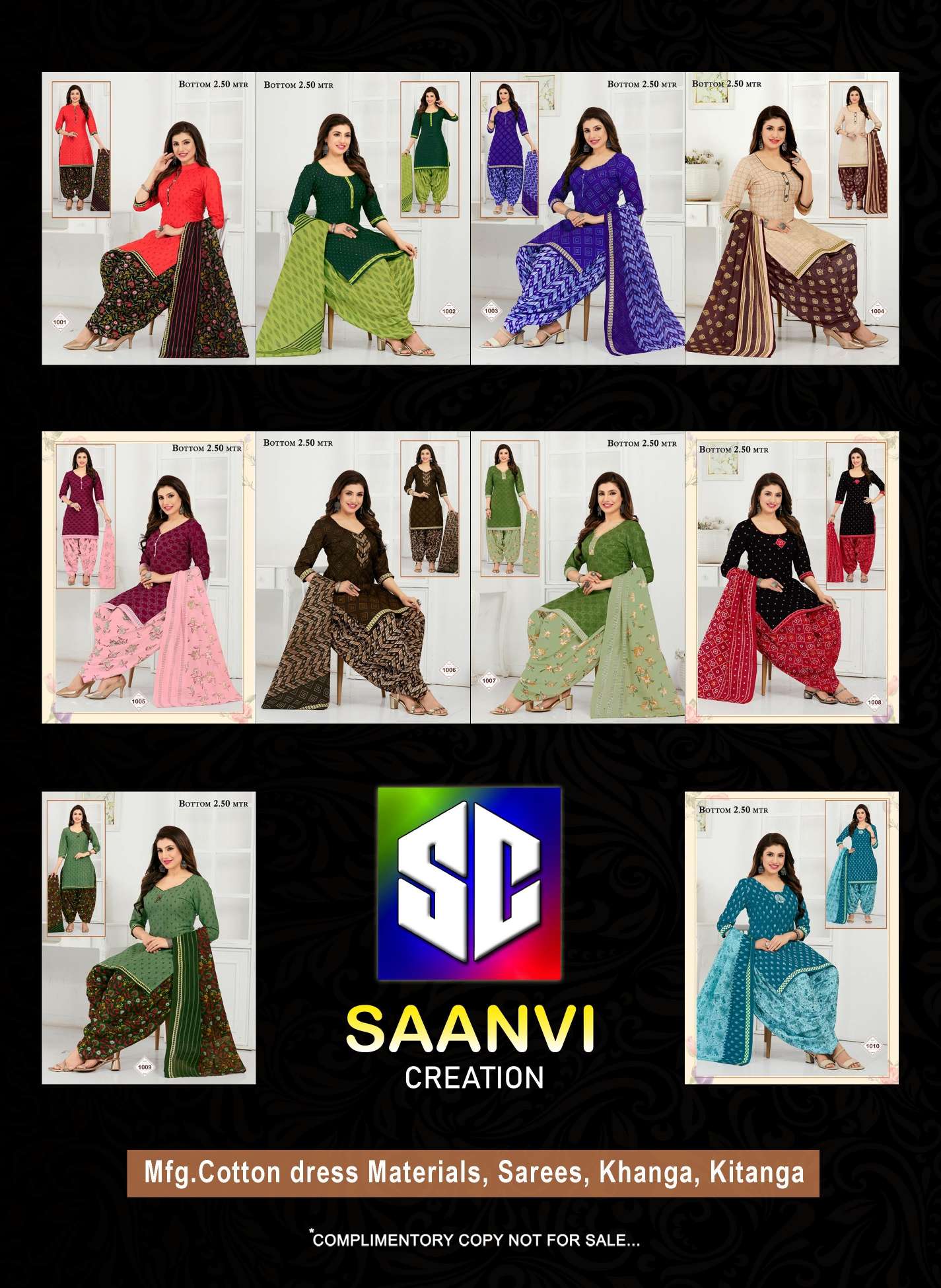 Saanvi Sandhya Vol 1 Pure Cotton Unstitched Dress Materials On Wholesale 
