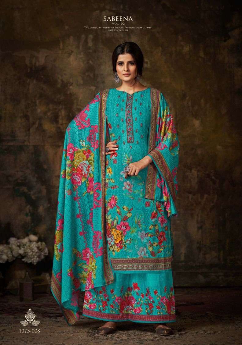 Sabeena Vol 2 By Romani Soft Cotton Digital Print & Heavy Embroidery Work Top Bottom With Dupatta On Wholesale