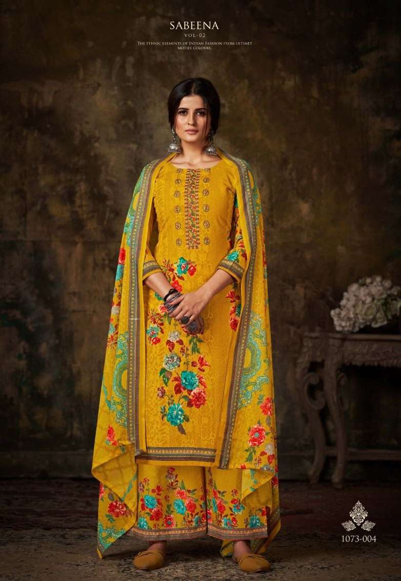 Sabeena Vol 2 By Romani Soft Cotton Digital Print & Heavy Embroidery Work Top Bottom With Dupatta On Wholesale