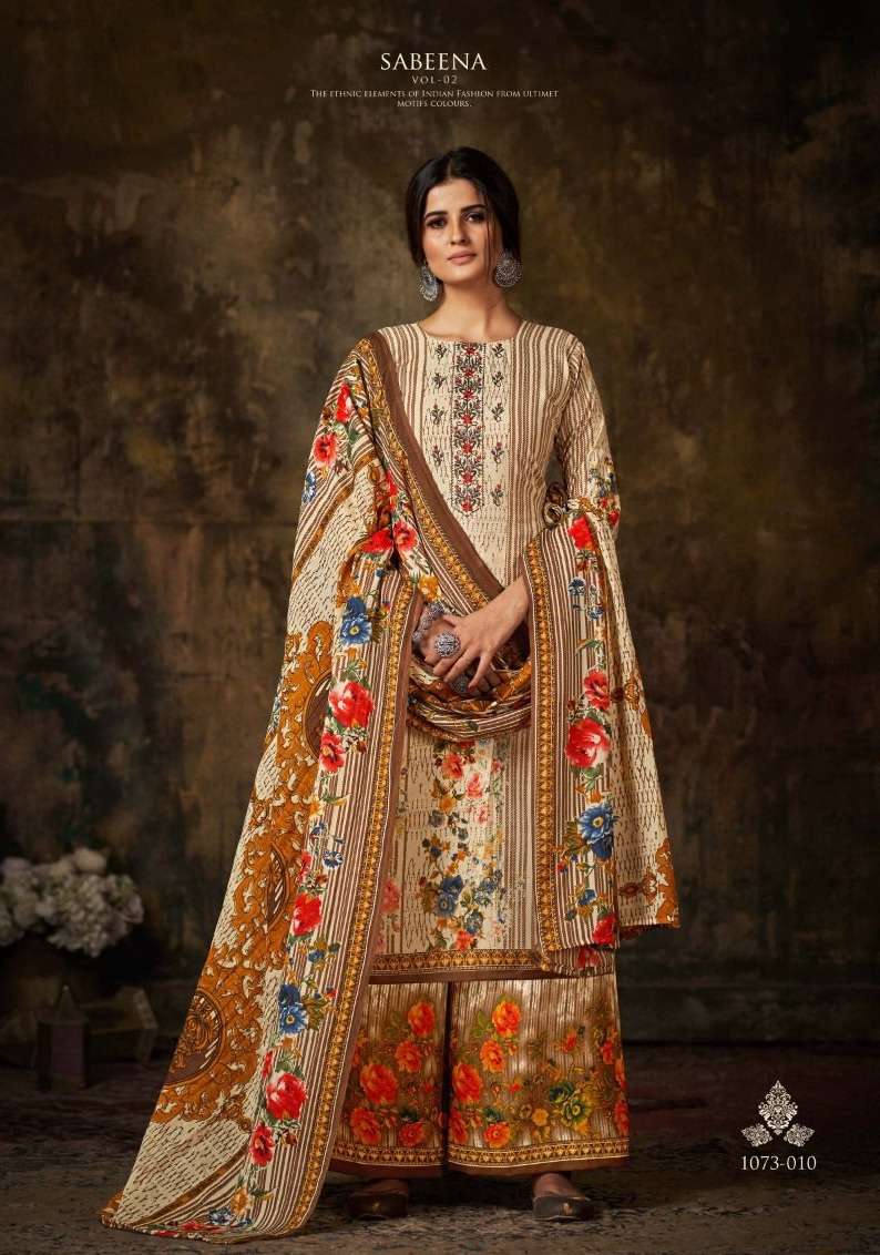 Sabeena Vol 2 By Romani Soft Cotton Digital Print & Heavy Embroidery Work Top Bottom With Dupatta On Wholesale