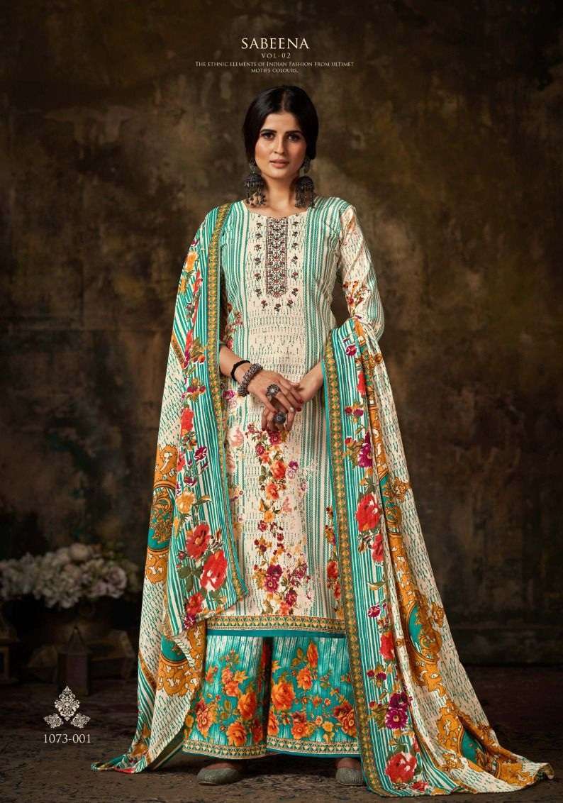 Sabeena Vol 2 By Romani Soft Cotton Digital Print & Heavy Embroidery Work Top Bottom With Dupatta On Wholesale