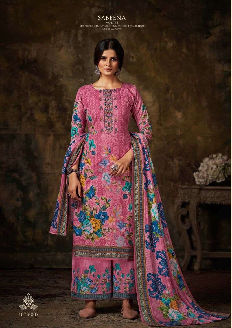 Sabeena Vol 2 By Romani Soft Cotton Digital Print & Heavy Embroidery Work Top Bottom With Dupatta On Wholesale
