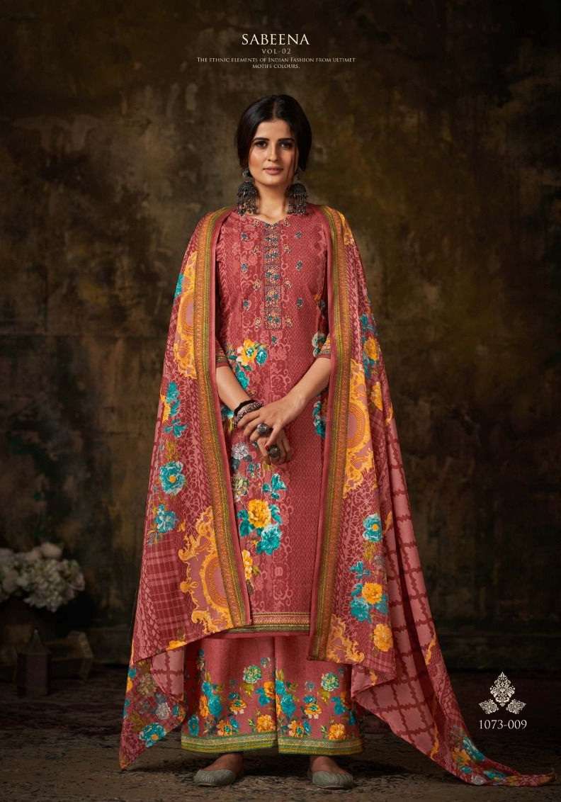 Sabeena Vol 2 By Romani Soft Cotton Digital Print & Heavy Embroidery Work Top Bottom With Dupatta On Wholesale