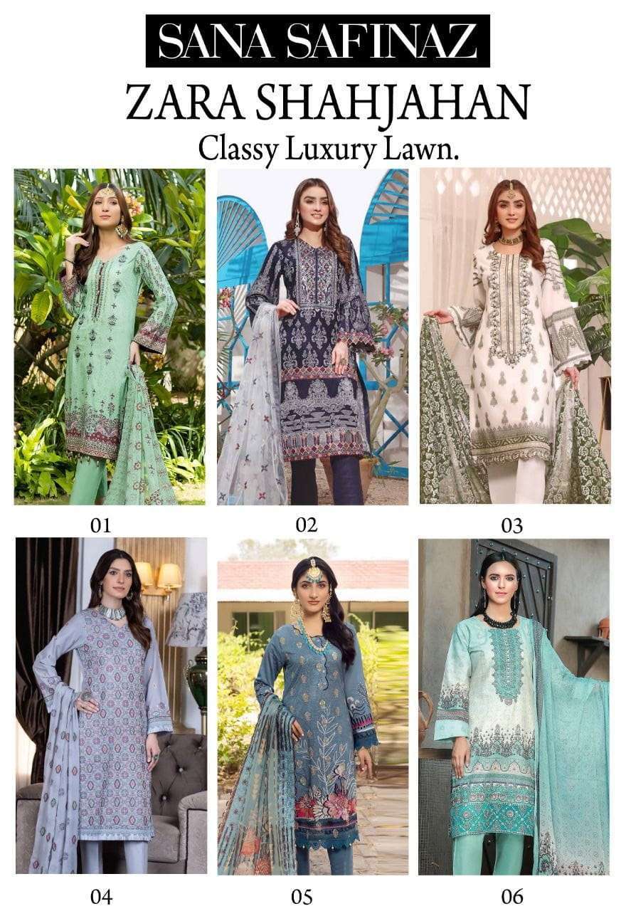 Sana Safinaz Zara Shahzahan Classy Luxury Lawn  Dress Materials On Wholesale 