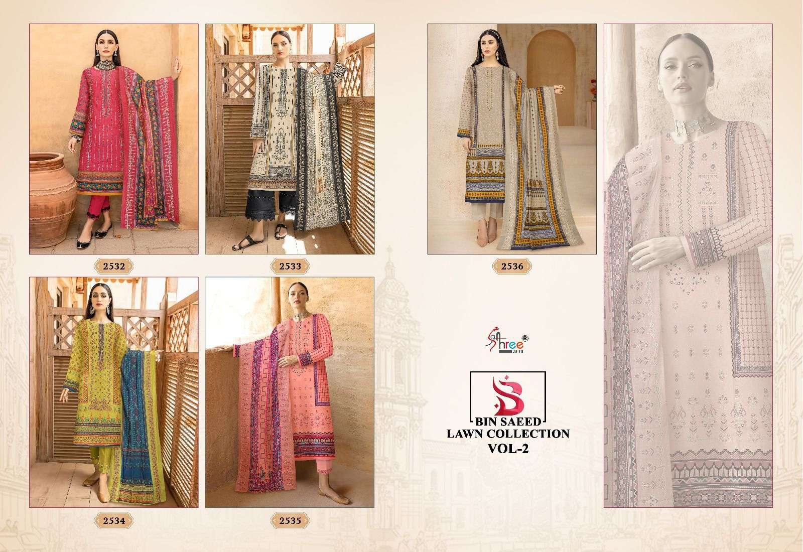 Shree Fabs Bin Saeed Lawn Collection Vol-2 Lawn Cotton Dress Material On Wholesale